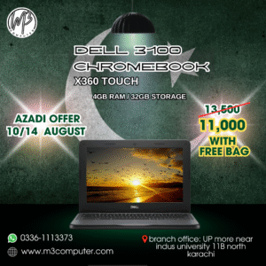Dell 3100 Chromebook 4GB RAM/32GB Storage 2in1x360 Touch Camera, Battery, Charger