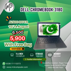 Dell Chromebook 3180 4gb ram 16gb storage display 11.6″ inche with laptop bag free