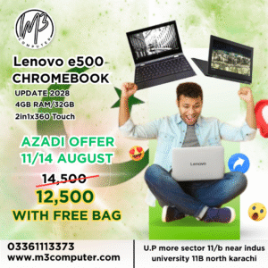 Lenovo E500 ChromeBook 2in1x360 Touch Storage/RAM 4/32GB Camera, Battery, Charger & update 2029 With Free Bag
